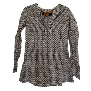 Tory Burch Boho Lightweight Purple Geometric Pattern Silk Cotton Blend Tunic - 4